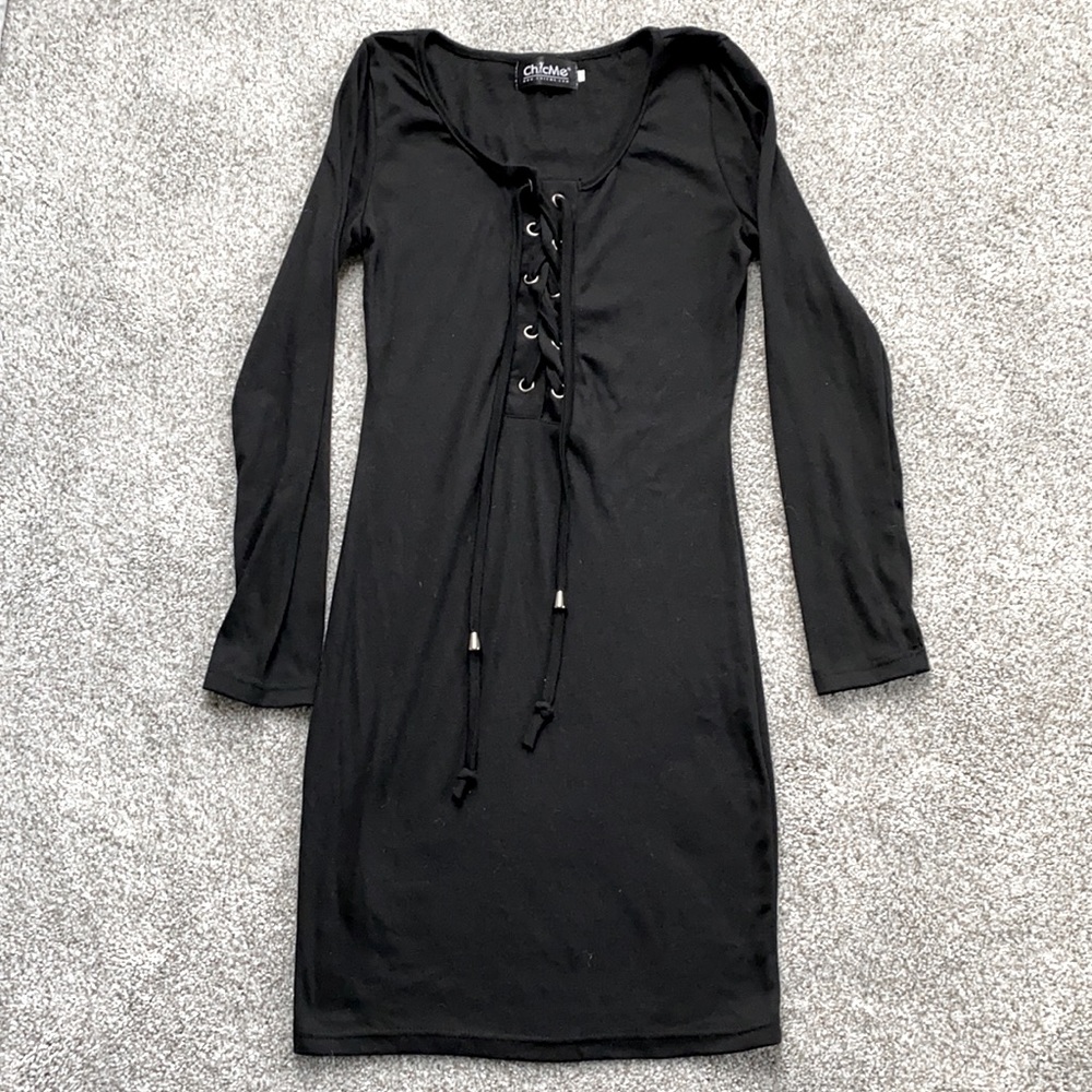 Chic Me cute criss cross tie black dress